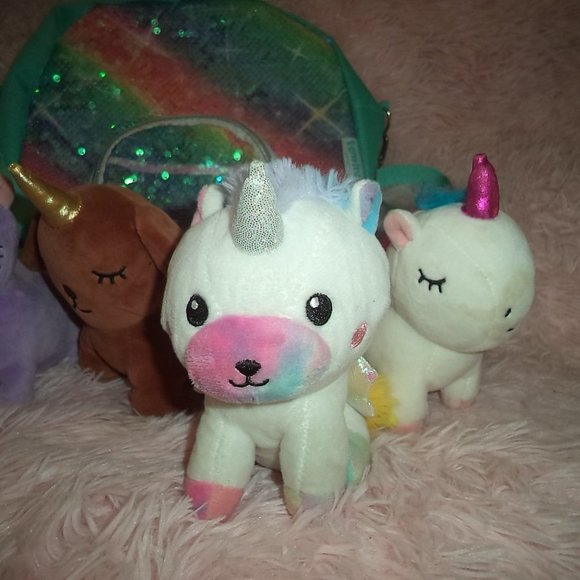 LOT OF 6 PIXIE CRUSH & POMKINZ PET PALS UNICORN PLUSH W/RAINBOW CARRIER CASE/BAG - Picture 5 of 5